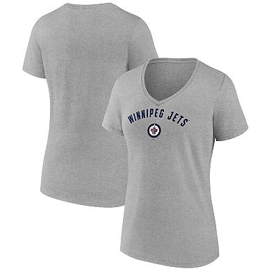 Women's Fanatics Gray Winnipeg Jets V-Neck T-Shirt
