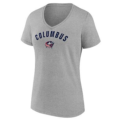 Women's Fanatics Gray Columbus Blue Jackets V-Neck T-Shirt