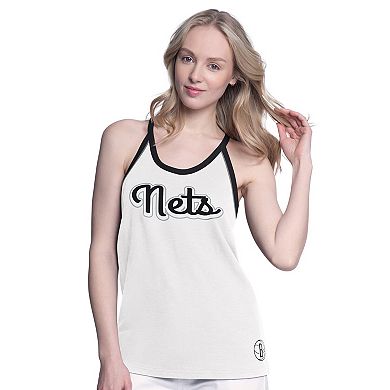 Women's G-III 4Her by Carl Banks White Brooklyn Nets Curveball Racerback Tank Top