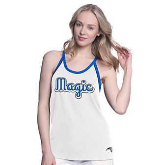 Women's G-III 4Her by Carl Banks White Orlando Magic Curveball Racerback Tank Top