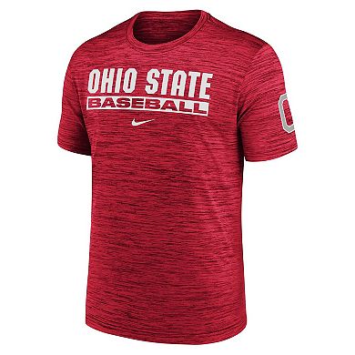 Men's Nike Scarlet Ohio State Buckeyes Velocity Baseball Wordmark Stack Dri-FIT T-Shirt