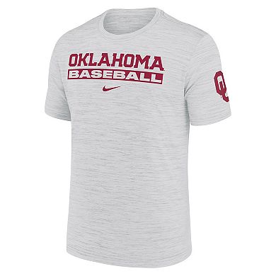 Men's Nike Ash Oklahoma Sooners Velocity Baseball Wordmark Stack Dri-FIT T-Shirt