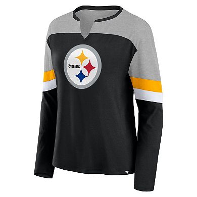 Women's Fanatics Black Pittsburgh Steelers Chevron Long Sleeve Fashion Top