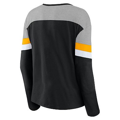 Women's Fanatics Black Pittsburgh Steelers Chevron Long Sleeve Fashion Top