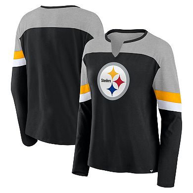 Women's Fanatics Black Pittsburgh Steelers Chevron Long Sleeve Fashion Top