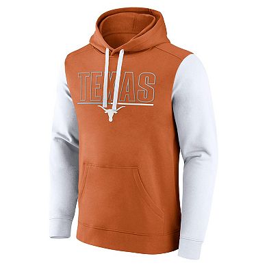 Men's Fanatics Texas Orange/White Texas Longhorns Outline Pullover Hoodie