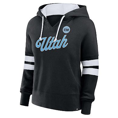 Women's Fanatics Black Utah Hockey Club Oversized Seize V-Neck Pullover Hoodie
