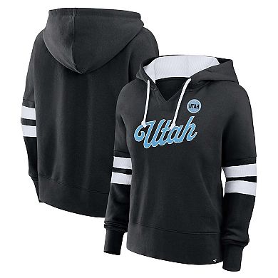Women's Fanatics Black Utah Hockey Club Oversized Seize V-Neck Pullover Hoodie