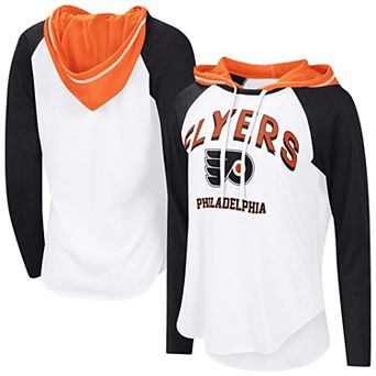 Women's G-III 4Her by Carl Banks White Philadelphia Flyers VIP Raglan Long Sleeve Hoodie T-Shirt