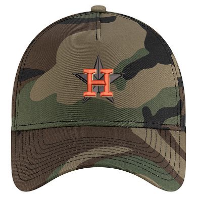 Men's New Era Camo Houston Astros Woodland Team Pop 9FORTY A-Frame Adjustable Hat