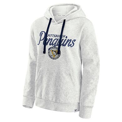 Women's Fanatics Oatmeal Pittsburgh Penguins True Classics Quilted Pullover Hoodie