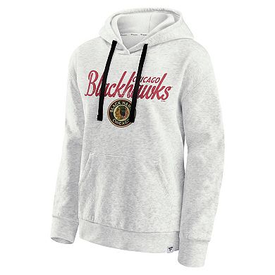 Women's Fanatics Oatmeal Chicago Blackhawks True Classics Quilted Pullover Hoodie