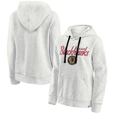 Women's Fanatics Oatmeal Chicago Blackhawks True Classics Quilted Pullover Hoodie