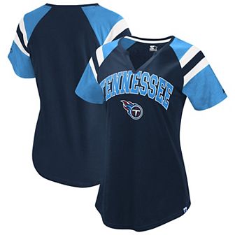 Women's Starter Navy Tennessee Titans Game On Notch Neck Raglan T-Shirt