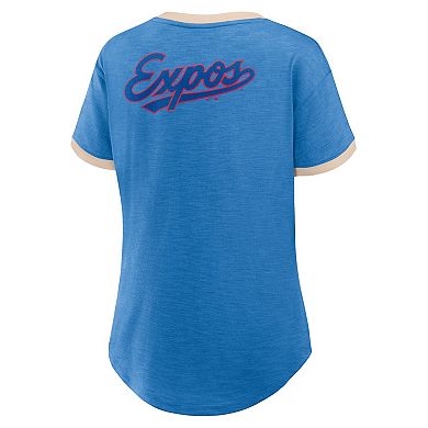 Women's Fanatics Blue Montreal Expos Cooperstown Collection Binge Worthy Stadium Slub V-Neck T-Shirt