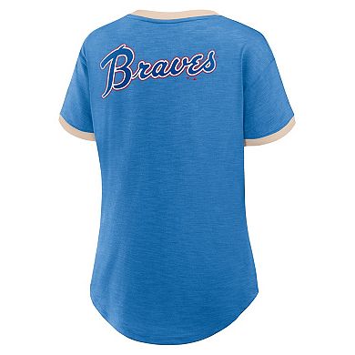 Women's Fanatics Royal Atlanta Braves Binge Worthy Stadium Slub V-Neck T-Shirt