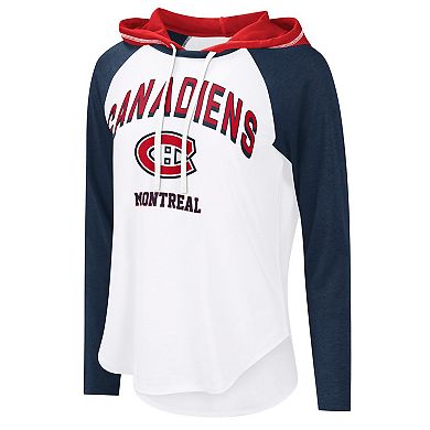 Women's G-III 4Her by Carl Banks White Montreal Canadiens VIP Raglan Long Sleeve Hoodie T-Shirt