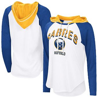 Women's G-III 4Her by Carl Banks White Buffalo Sabres VIP Raglan Long Sleeve Hoodie T-Shirt