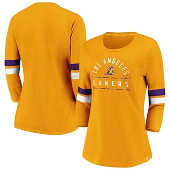 Women's Fanatics Gold Los Angeles Lakers Iconic Prolific Modern 3/4-Sleeve T-Shirt