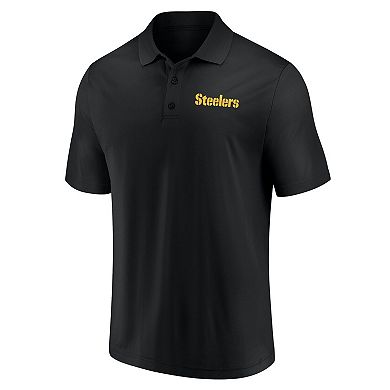 Men's Fanatics Black Pittsburgh Steelers Push Back Polo