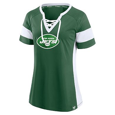 Women's Fanatics Dark Green New York Jets Athena Lace-Up Top