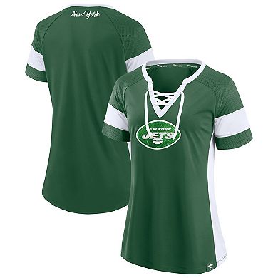 Women's Fanatics Dark Green New York Jets Athena Lace-Up Top