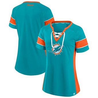 Women's Fanatics Aqua Miami Dolphins Athena Lace-Up Top