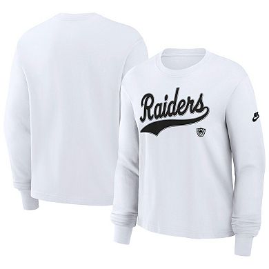 Women's Nike White Las Vegas Raiders Essential Long Sleeve Boxy T-Shirt