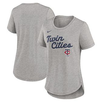 Women's Nike Heather Gray Minnesota Twins Script Tri-Blend T-Shirt