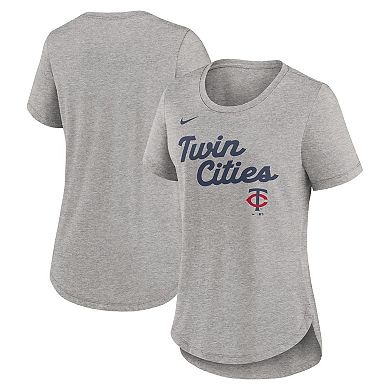 Women's Nike Heather Gray Minnesota Twins Script Tri-Blend T-Shirt