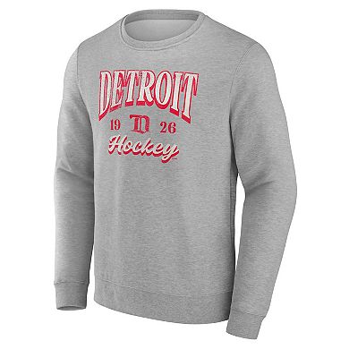Men's Fanatics Gray Detroit Red Wings Nimbus Fleece Pullover Sweatshirt