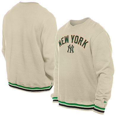 Men's New Era Cream New York Yankees St. Patrick's Day Twill Pullover Sweatshirt