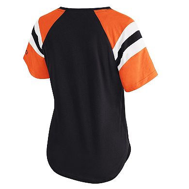 Women's Starter Black Cincinnati Bengals Game On Notch Neck Raglan T-Shirt