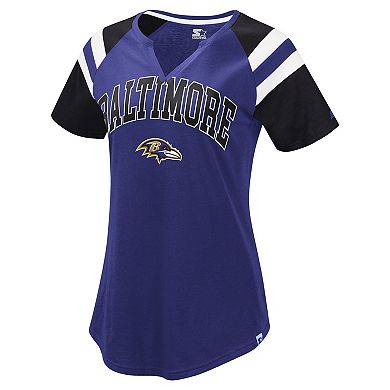 Women's Starter Purple Baltimore Ravens Game On Notch Neck Raglan T-Shirt