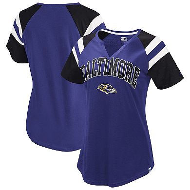 Women's Starter Purple Baltimore Ravens Game On Notch Neck Raglan T-Shirt
