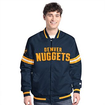 Men's Starter Navy/Gold Denver Nuggets Scout Full Snap Varsity Jacket