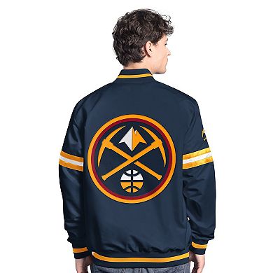 Men's Starter Navy/Gold Denver Nuggets Scout Full Snap Varsity Jacket