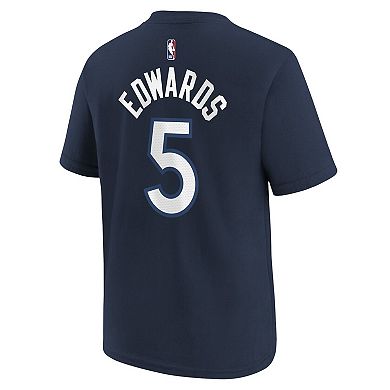 Youth Anthony Edwards Navy Minnesota Timberwolves Icon Name & Number T-Shirt