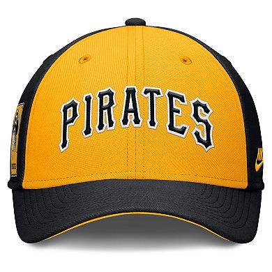 Men's Nike Black/Gold Pittsburgh Pirates Rise Swoosh Performance Flex Hat