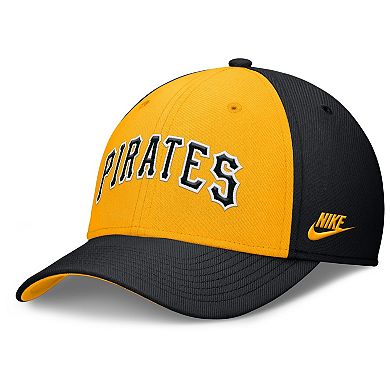 Men's Nike Black/Gold Pittsburgh Pirates Rise Swoosh Performance Flex Hat