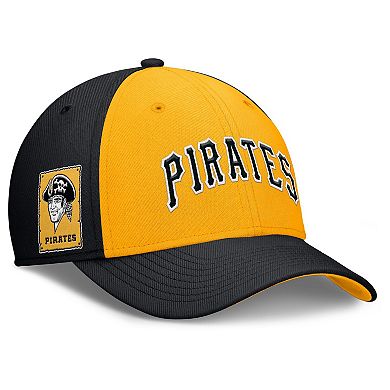 Men's Nike Black/Gold Pittsburgh Pirates Rise Swoosh Performance Flex Hat