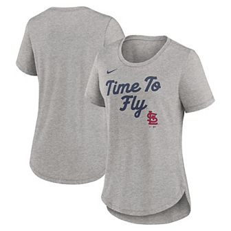 Women's Nike Heather Gray St. Louis Cardinals Script Tri-Blend T-Shirt