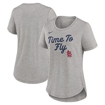 Women's Nike Heather Gray St. Louis Cardinals Script Tri-Blend T-Shirt