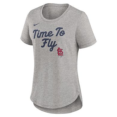 Women's Nike Heather Gray St. Louis Cardinals Script Tri-Blend T-Shirt