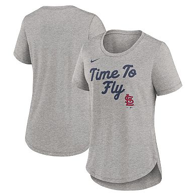 Women's Nike Heather Gray St. Louis Cardinals Script Tri-Blend T-Shirt