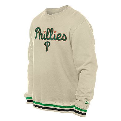 Men's New Era Cream Philadelphia Phillies St. Patrick's Day Twill Pullover Sweatshirt