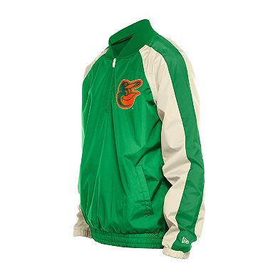 Men's New Era Kelly Green Baltimore Orioles St. Patrick's Day Ripstop Raglan Quarter-Zip Windbreaker