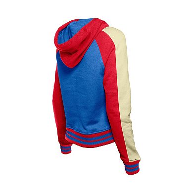 Women's New Era Royal Chicago Cubs Cooperstown Collection Cropped Raglan Pullover Hoodie