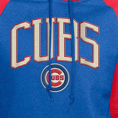 Women's New Era Royal Chicago Cubs Cooperstown Collection Cropped Raglan Pullover Hoodie