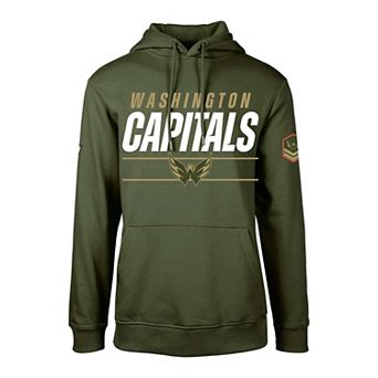Men's Levelwear Olive Washington Capitals Delta��Podium Fleece Pullover Hoodie